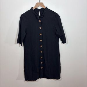 NORACORA wood button front cotton short sleeve dress NEW medium